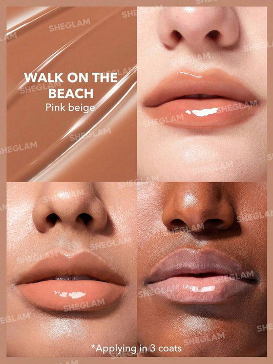 SHEGLAM POUT-PERFECT SHINE LIP PLUMPER - WALK ON THE BEACH - PINK BEIGE