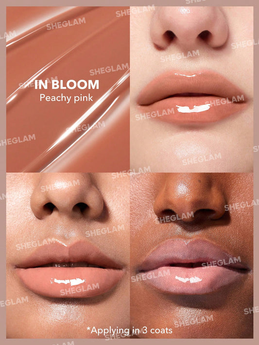SHEGLAM POUT-PERFECT SHINE LIP PLUMPER -  IN BLOOM - PEACHY PINK