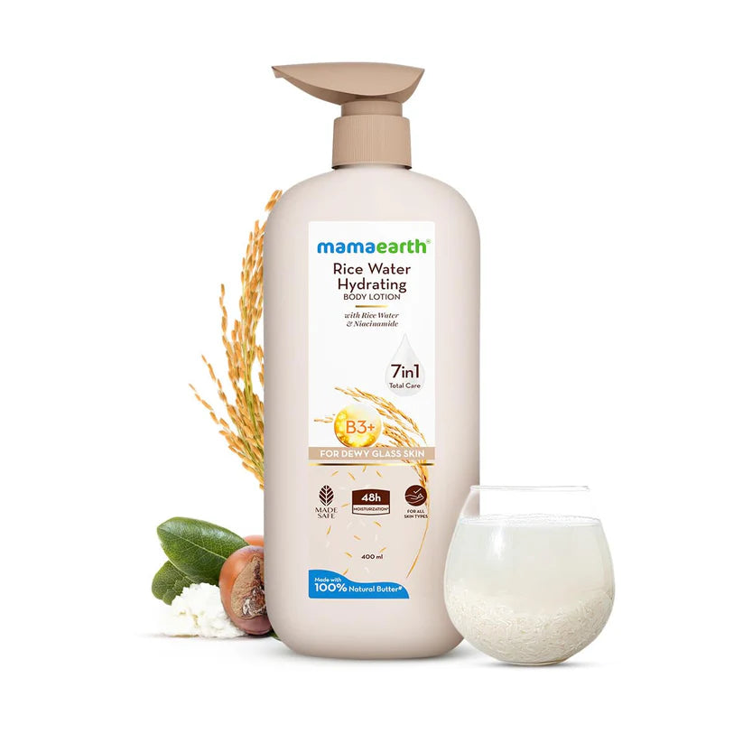 MAMAEARTH RICE WATER HYDRATING BODY LOTION FOR DEWY LASS SKIN 400ML