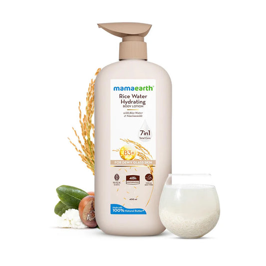 MAMAEARTH RICE WATER HYDRATING BODY LOTION FOR DEWY LASS SKIN 400ML