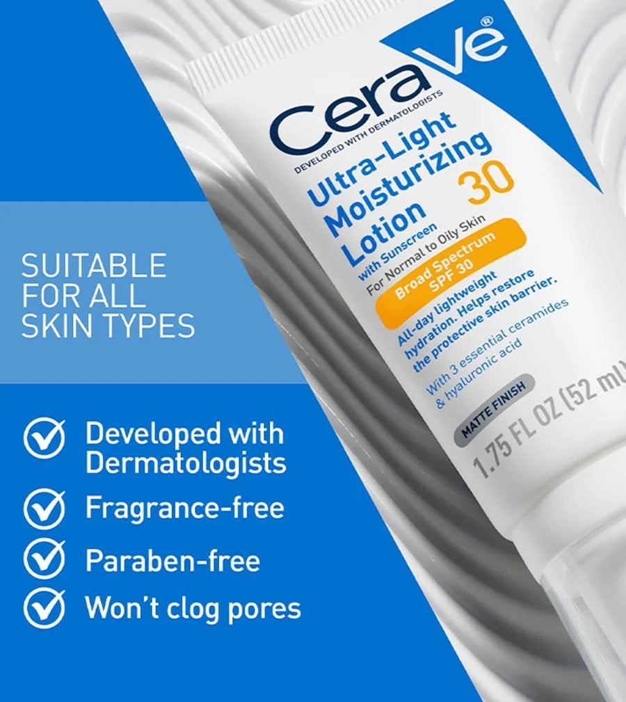 CERAVE ULTRA LIGHT MOISTRUIZING LOTION SPF30 FOR NORMAL TO OILY SKIN 50ML
