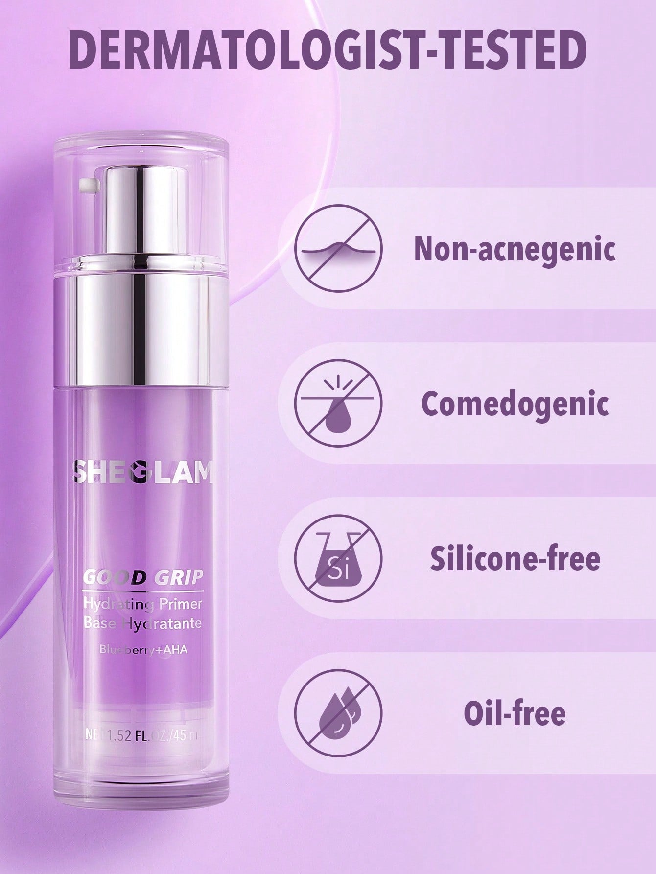SHEGLAM Good Grip Hydrating Primer-Blueberry + AHA