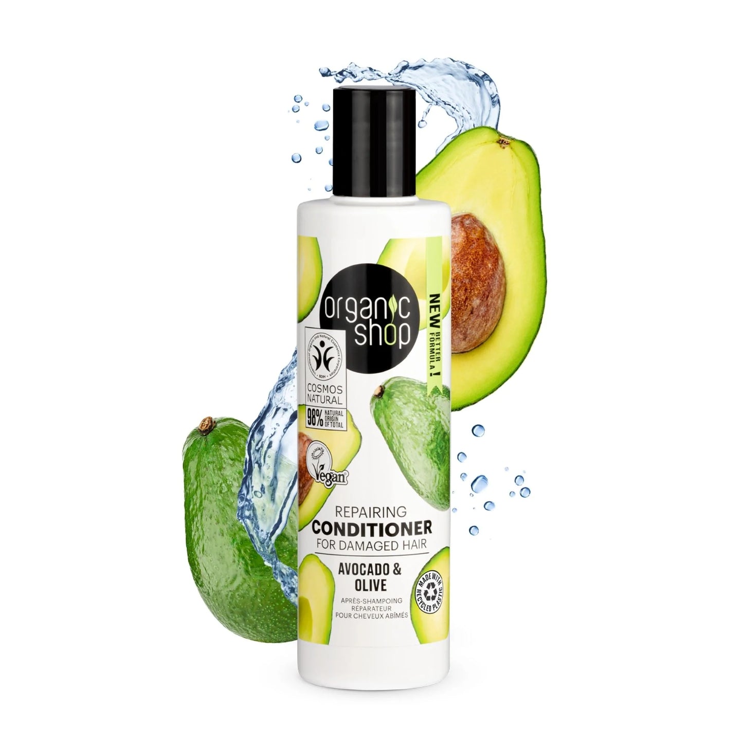 ORGANIC SHOP REPAIRING CONDITIONER FOR DAMAGED HAIR AVOCADO AND OLIVE 280ML COSMOS NATURAL (IONC)