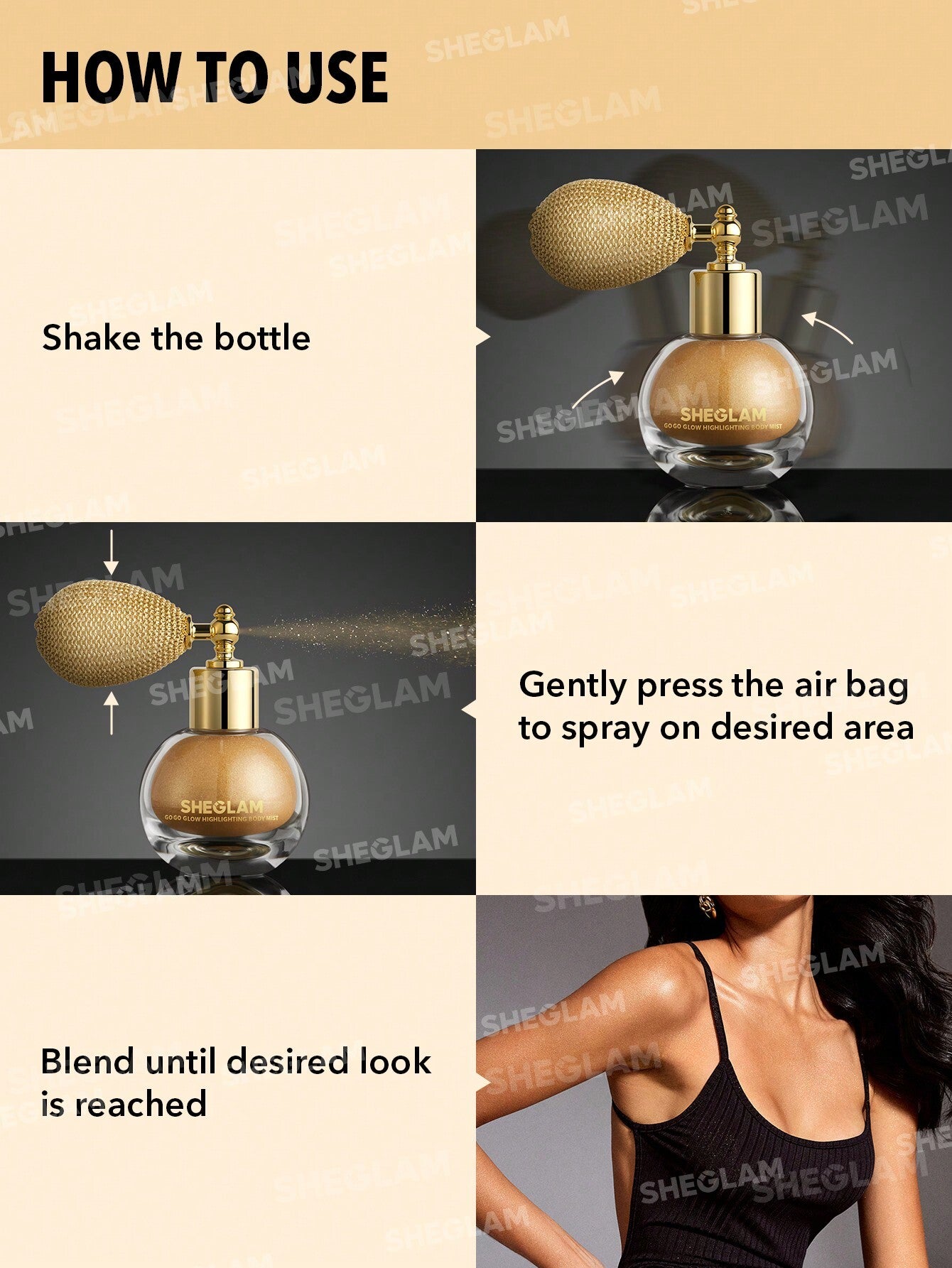 SHEGLAM GO GO GLOW HIGHLIGHTING BODY MIST GILDED GLOW