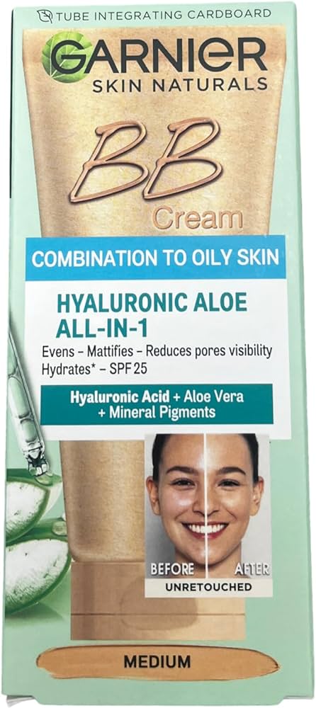 GARNIER BB CREAM HYALURONIC ALOE ALL-IN-1  COMBINATION TO OILY SKIN MEDIUM 5OML