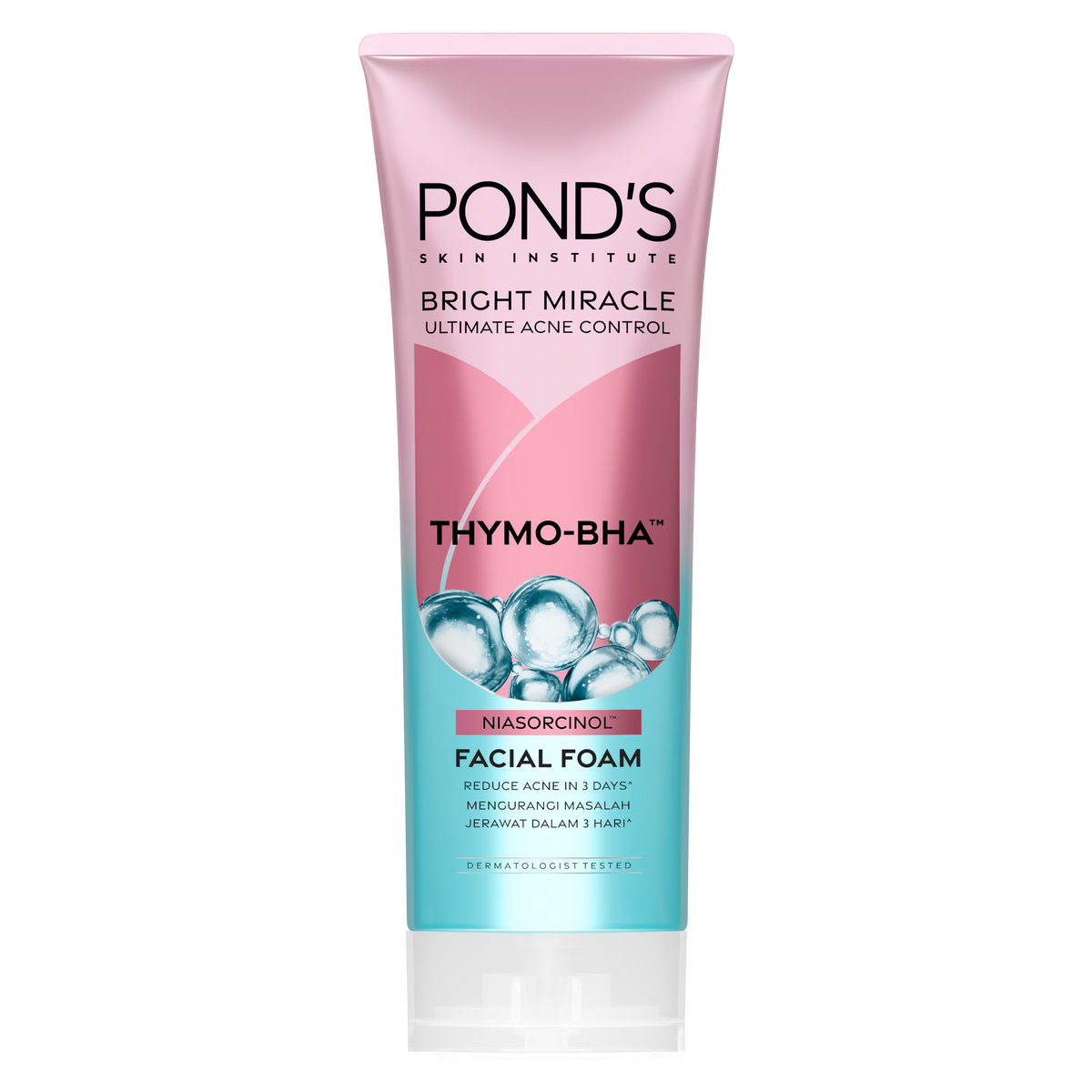 PONDS BRIGHT MIRACLE UNTIMATE ACNE CONTROL THYMO-BHA NIASORCINOL FACIAL FOAM 50G