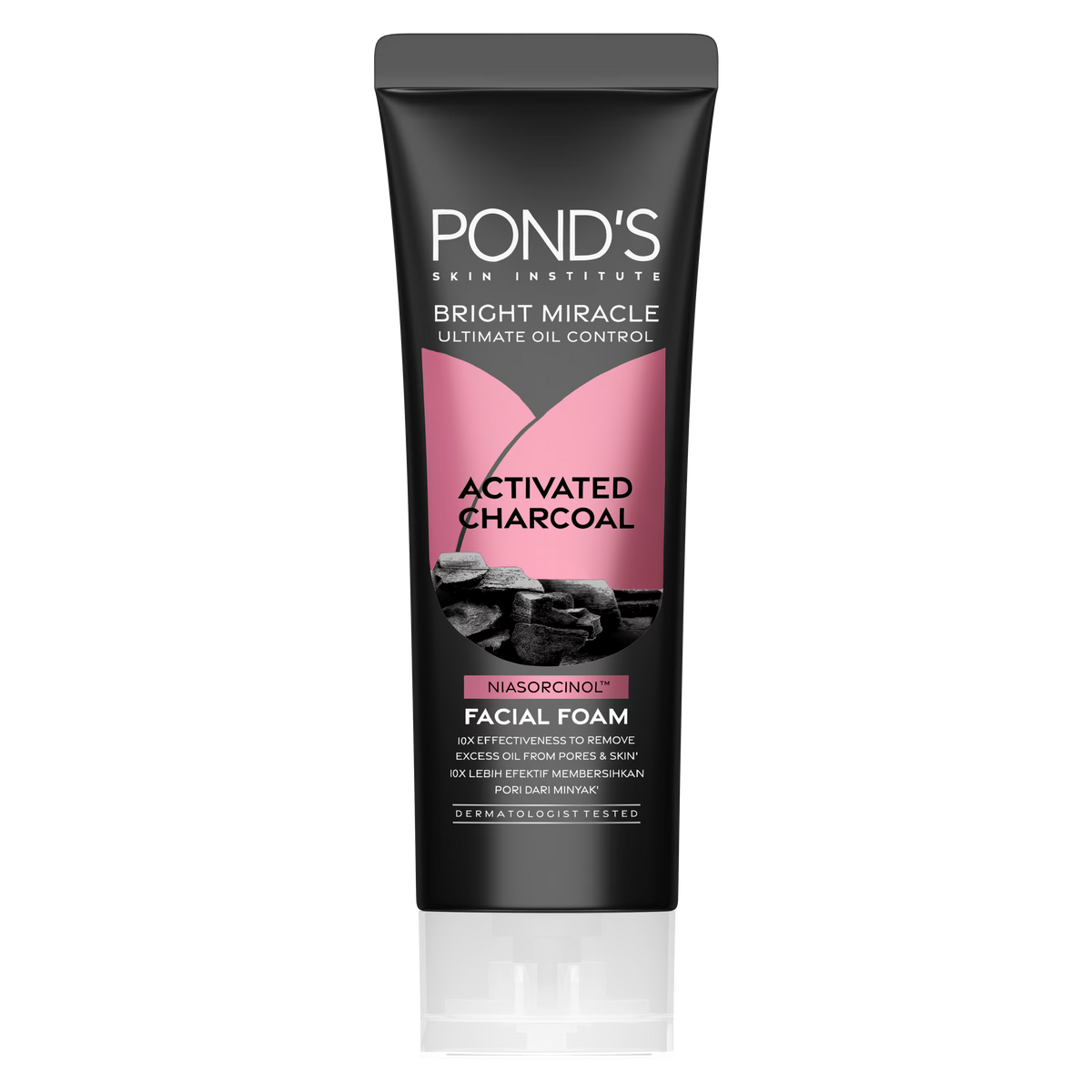 PONDS BRIGHT MIRACLE UNTIMATE OIL CONTROL ACTIVATED CHARCOAL NIASORCINOL FACIAL FOAM 50G
