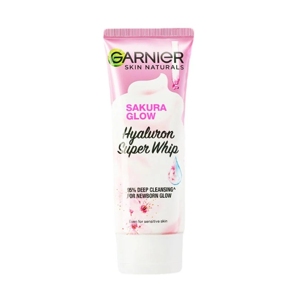 GARNIER WOMAN FACE WASH SAKURA GLOW HYALURON SUPER WHIP DEEP CLEANSING FOR NEWBORN GLOW 100ML