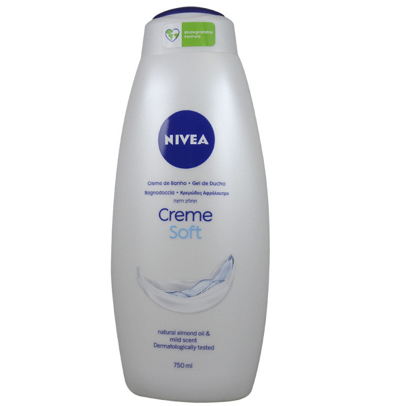 NIVEA CREME SOFT NATURAL ALMOND OIL & MILD SCENT SHOWER GEL 750ML