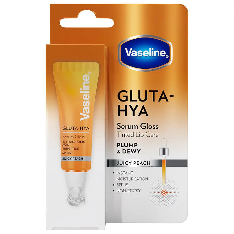 VASELINE GLUTA-HYA LIP SERUM GLOSS TINTED LIP CARE PLUM & DEWY JUICY PEACH 10ML