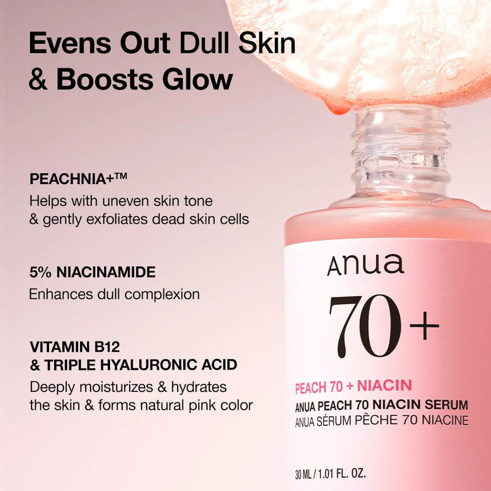 ANUA 70+ PEACH NIACNINAMIDE SERUM 30ML