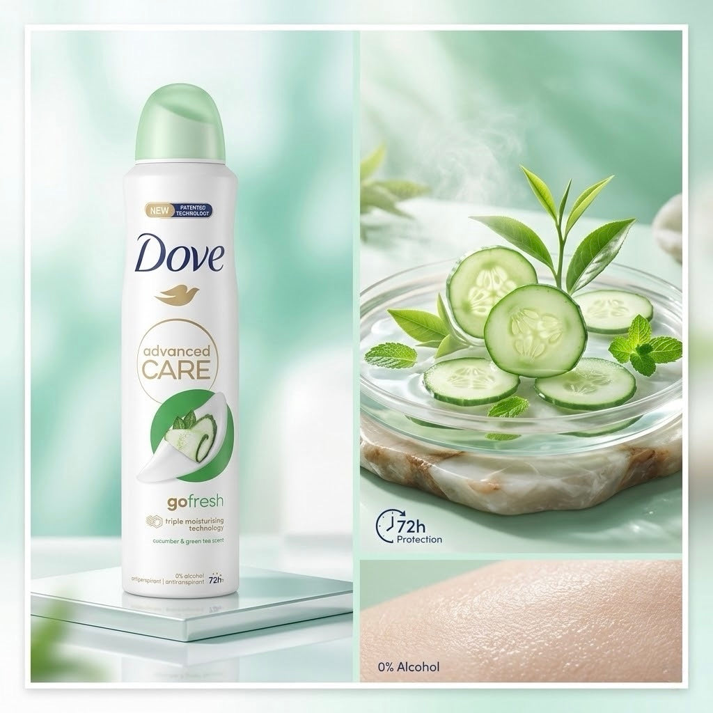 DOVE DEODORANT ADVACED CARE GO FRESH CUCUMBER & GREEN TEA SCENT 250ML