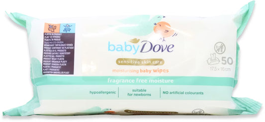 DOVE BABY WIPES SENSITIVE SKIN CARE FRAGRANCE FREE MOISTURE 50 SHEETS