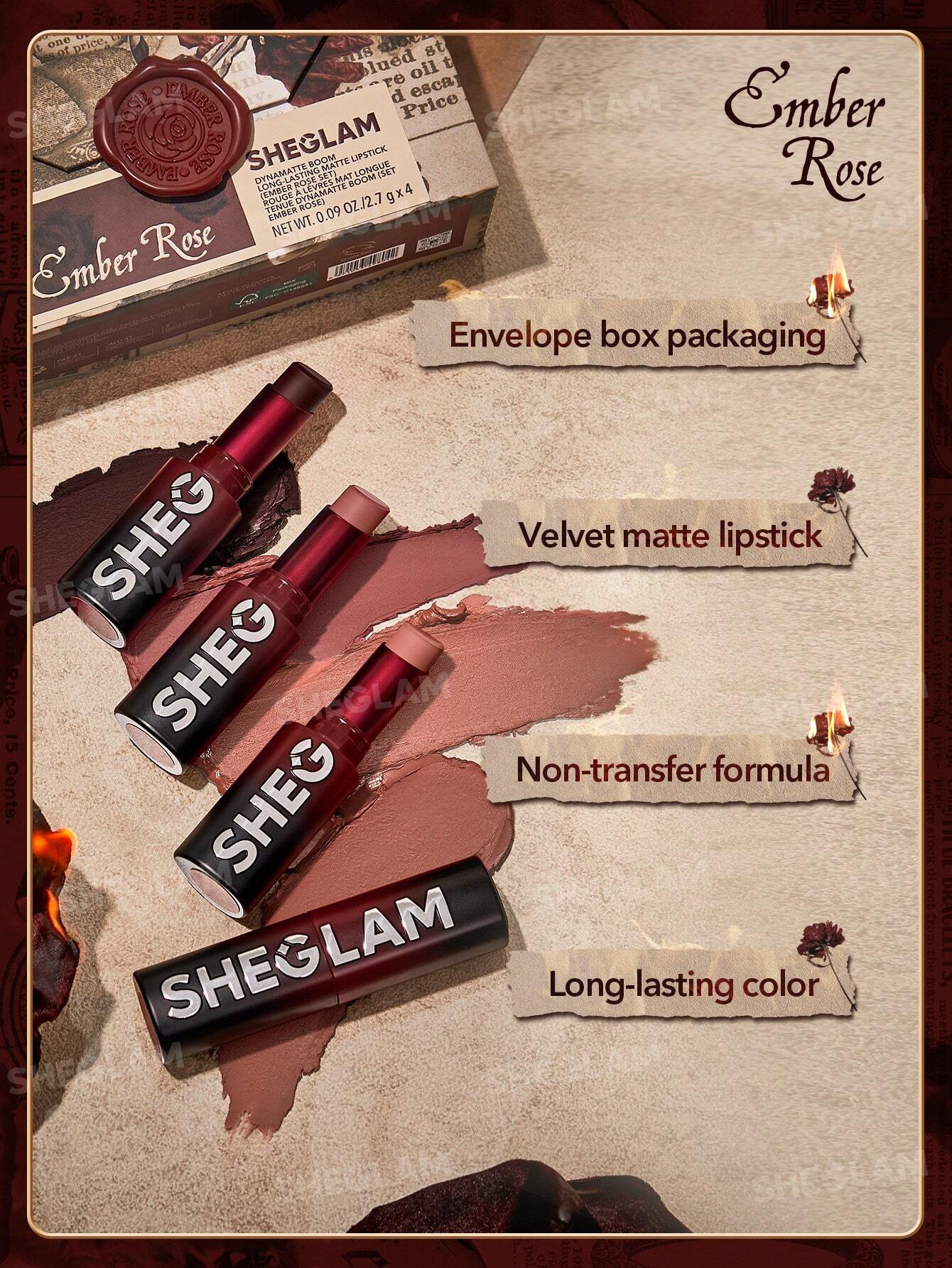 SHEGLAM EMBER ROSE DYNAMATTE BOOM LONG LASTING MATTE LIPSTICK 4 PCS SET