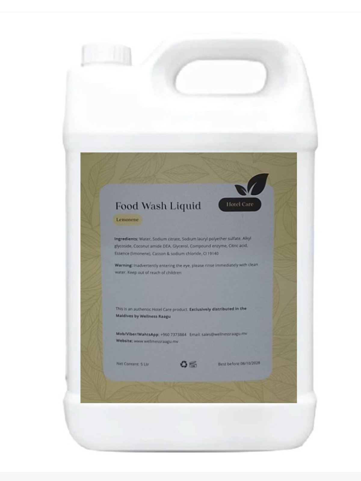 HOTEL CARE FOOD WASH LIQUID LEMONENE 5L