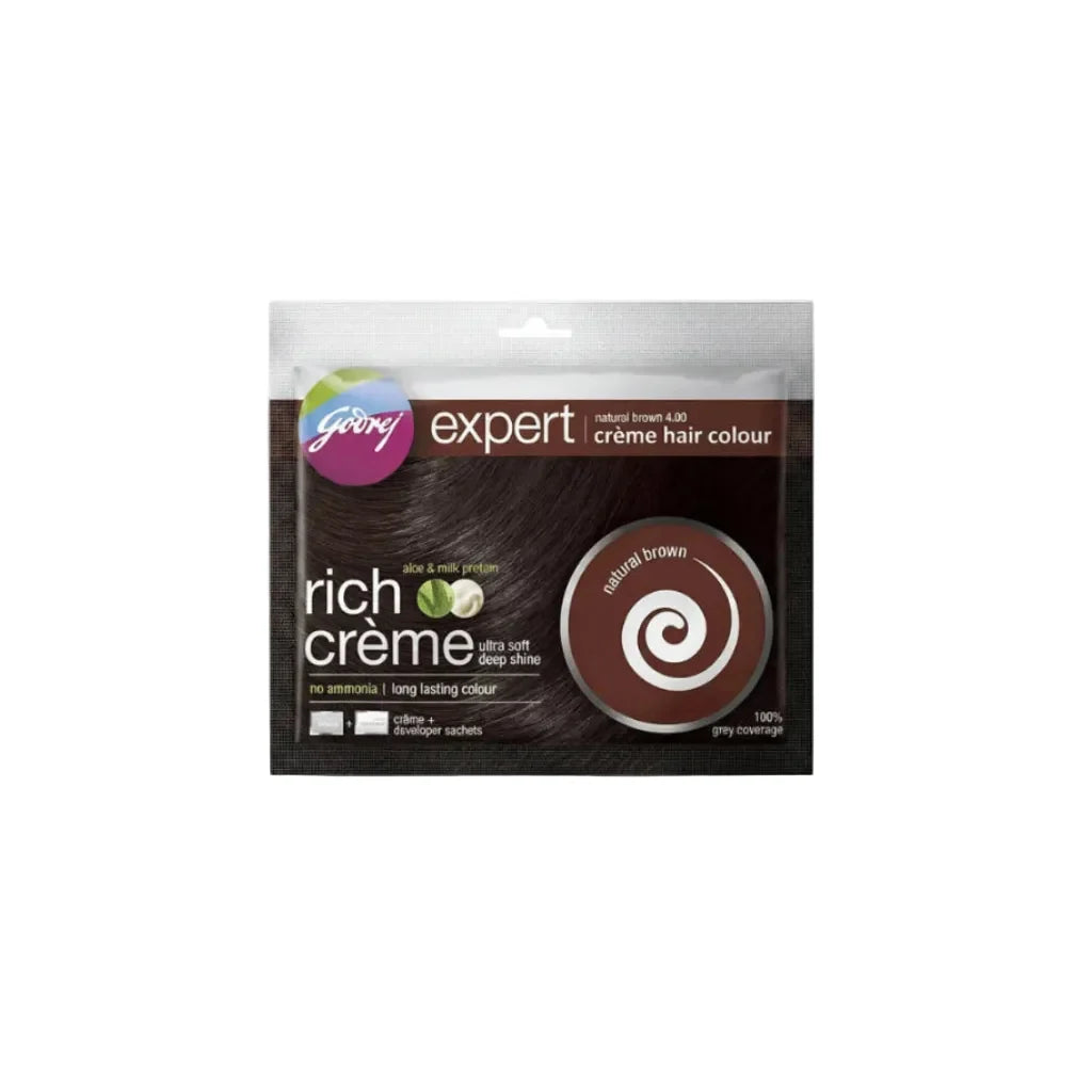 GODREJ EXPERT NATURAL BROWN 4.00 CREME HAIR COLOR 20G+20ML