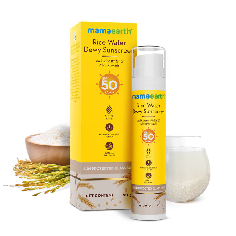 MAMAEARTH RICE DEWY BRIGHT SUNSCREEN WITH RICE WATER & NIACINAMIDE SPF 50 PA++++