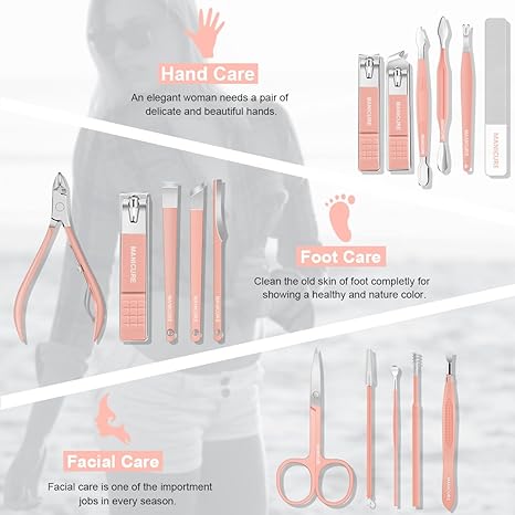 MANICURE & GROOMING PROFESSIONAL 16PCS SET PINK