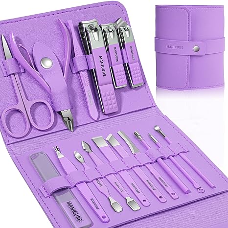 MANICURE & GROOMING PROFESSIONAL 16PCS SET PURPLE