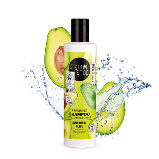 ORGANIC SHOP REPAIRING SHAMPOO FOR DAMAGED HAIR AVOCADO AND OLIVE 280ML COSMOS NATURAL (IONC)