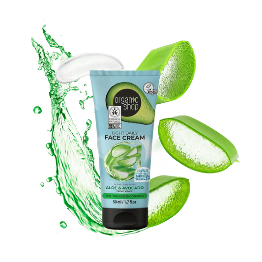 ORGANIC SHOP LIGHT DAILY FACE CREAM FOR ALL SKIN TYPES AVOCADO AND ALOE 50ML COSMOS NATURAL (IONC)