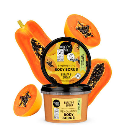 ORGANIC SHOP RENOVATING BODY SCRUB PAPAYA 250ML COSMOS NATURAL (IONC)