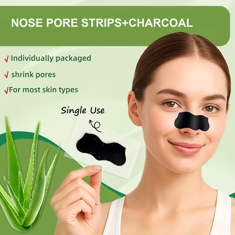 NOSE PORE STRIPS + CHARCOAL DEEP CLEANSING
