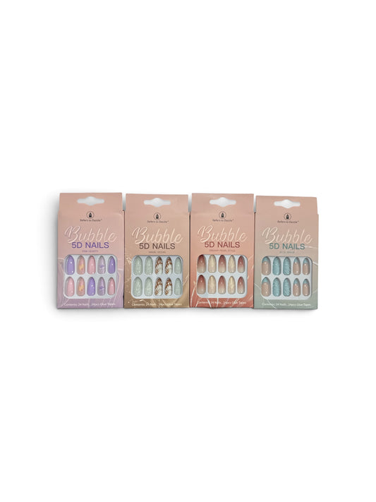 REFERS TO DAZZLE BUBBLE 5D NAILS PINK HEARTY 24PCS SET