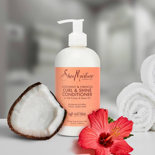 SHEA MOISTURE COCUNUT & HIBISCUS CURL & SHINE CONDTIONER 384ML