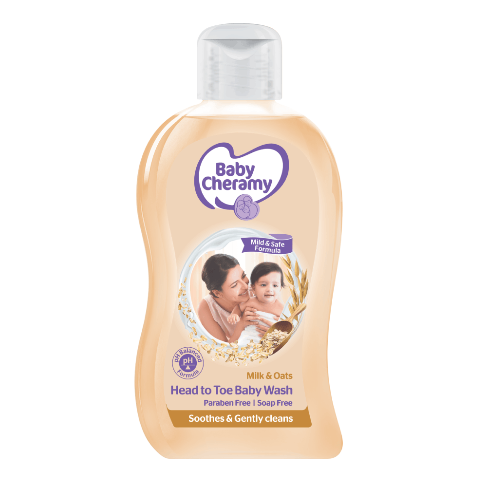 BABY CHERAMY HEAD TO TOE BABY WASH MILK & OATS 205ML