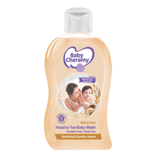 BABY CHERAMY HEAD TO TOE BABY WASH MILK & OATS 205ML