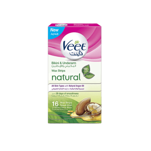 VEET WAX STRIP BIKINI & UNDERARM NATURAL ARGAN OIL 20'S