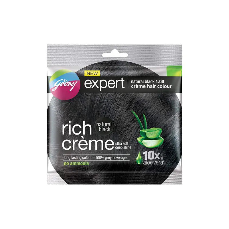 GODREJ EXPERT NATURAL BLACK 1.00 CREME HAIR COLOR 20G+20ML