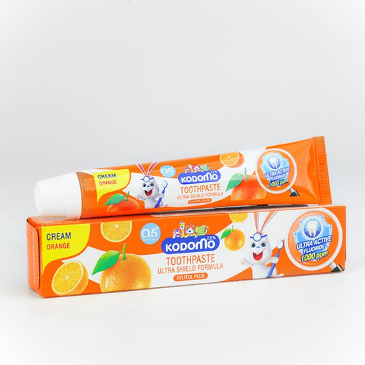KODOMO KIDS TOOTHPASTE SUGAR FREEULTRA SHIELD FORMULA CRAEAM ORANGE 40G