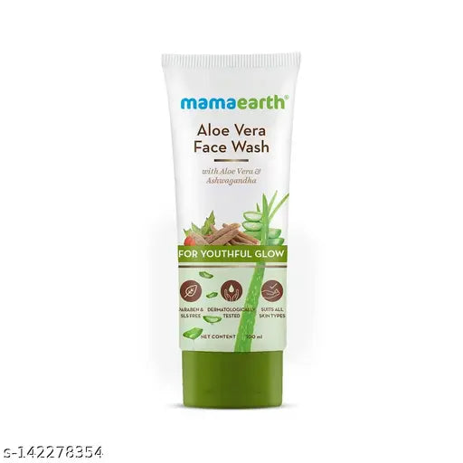 MAMAEARTH ALOE VERA FACE WASH WITH ALOE VERA & ASHWAGANDHA YOUTHFUL GLOW 100ML