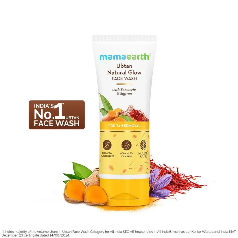 MAMAEARTH UBTAN NATURAL GLOW FACE WASH WITH TURMERIC & SAFFRON 50ML