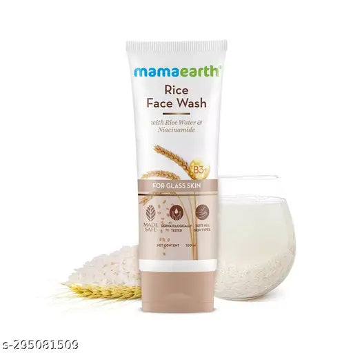 MAMAEARTH RICE FACE WASH WITH RICE WATER & NIACINAMIDE FOR GLASS SKIN 100ML