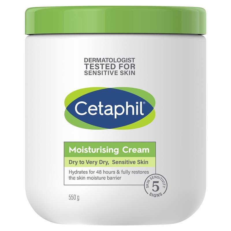 CETAPHIL MOISTURISING CREAM, HYDRATING MOISTURISER FOR DRY TO VERY DRY SENSITIVE SKIN 550G